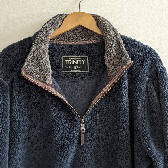 Trinity Plush Luxury Fleece Sweater, Slate Navy Blue, Mens Size Large - Picture 5 of 9